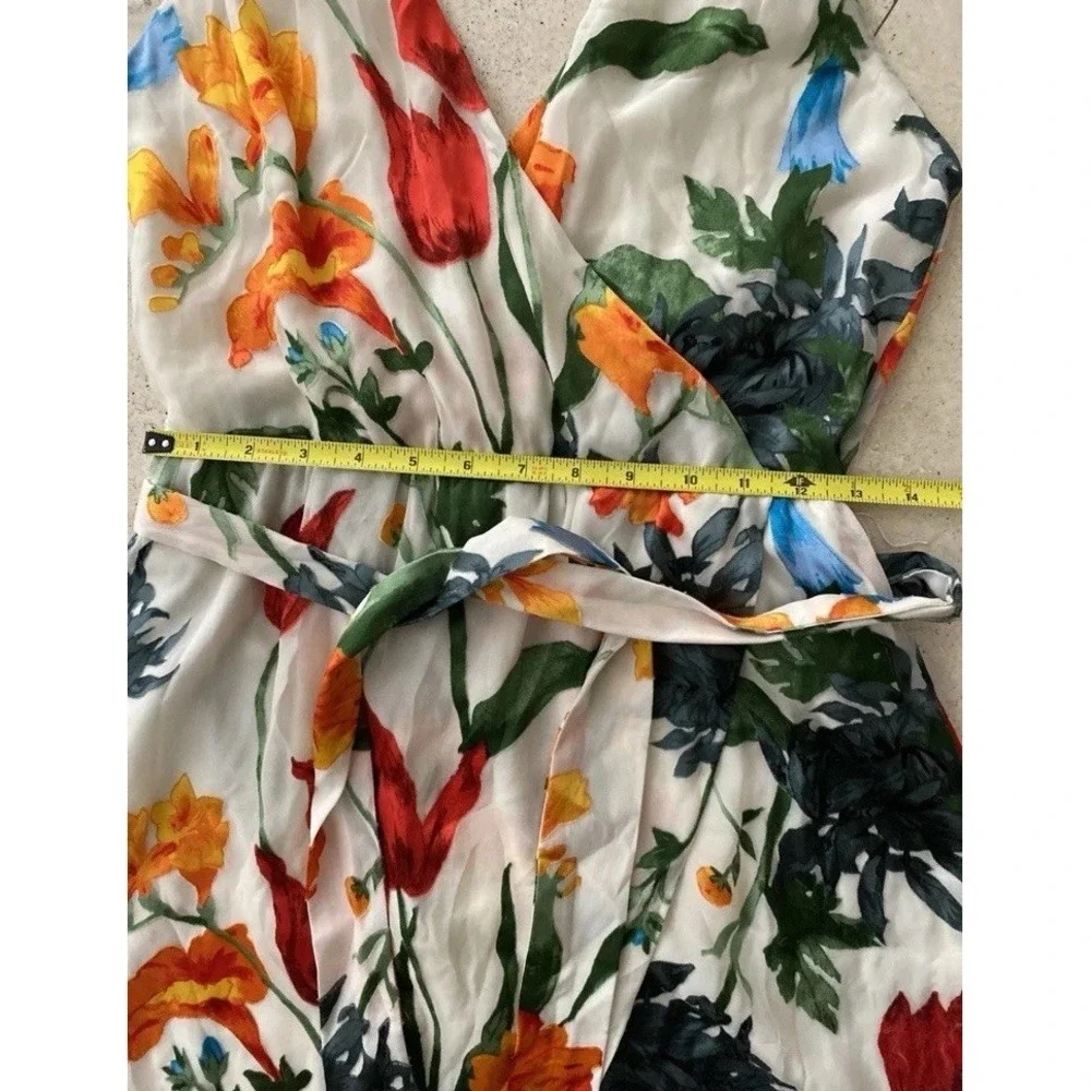 Alice + Olivia Sz 6 Dress Faux Wrap Silk Blend  Floral Mini Belted ‎ EXCELLENT